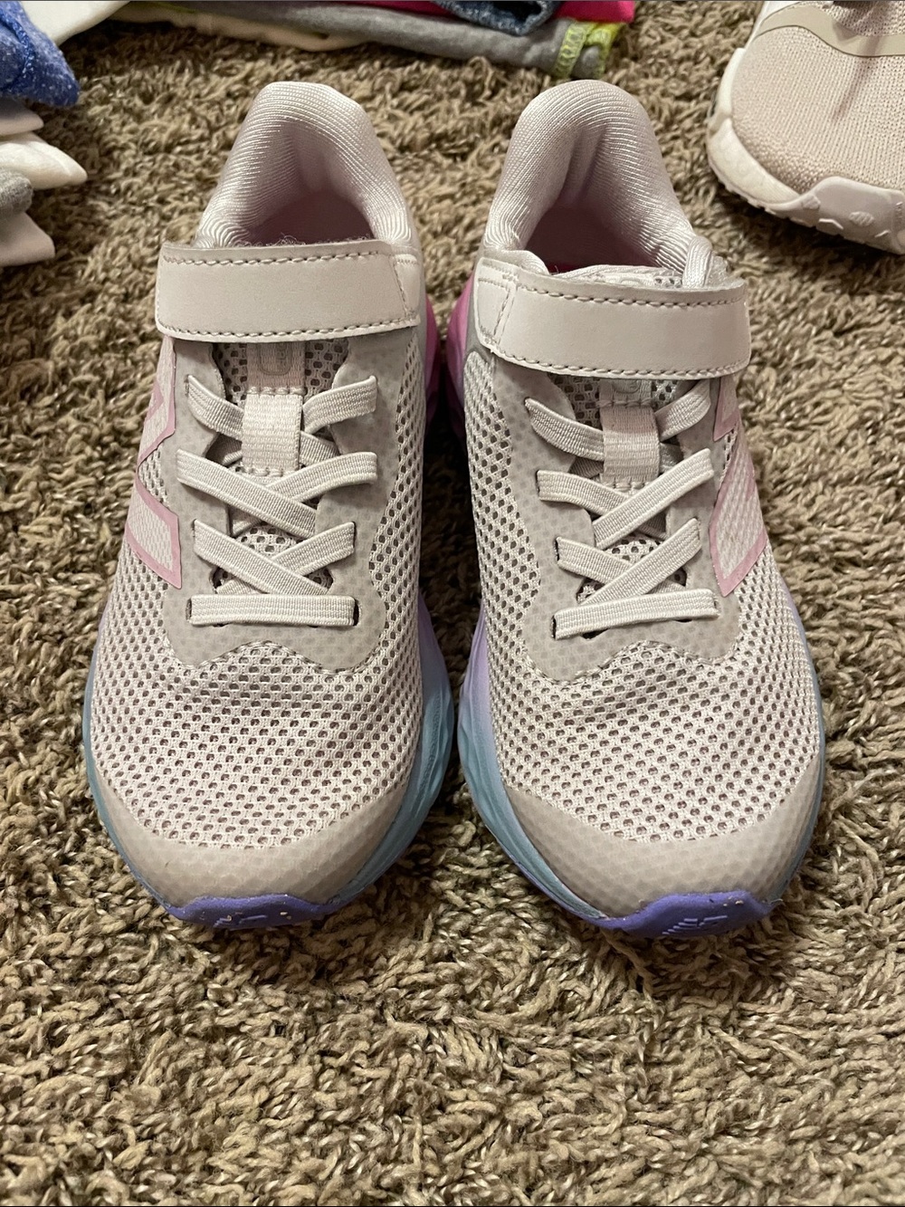 New Balance Light Pink and Lavender Kids Athletic Sneakers